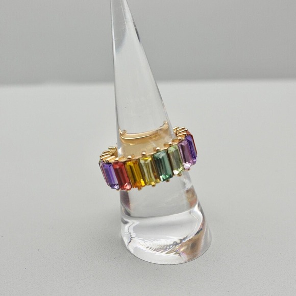 Sugarfix Baublebar Ring Cocktail Rainbow Multicolor Crystal Eternity Band Size 8 - Picture 6 of 12